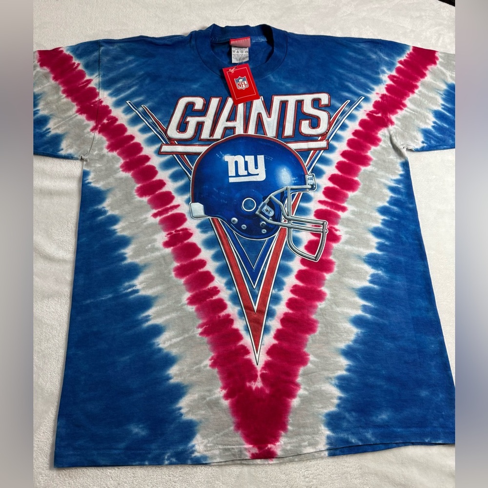 Vintage NEW YORK GIANTS Football Team Tie Dye NFL Tee T-Shirt Men's Large 2YK⭐️